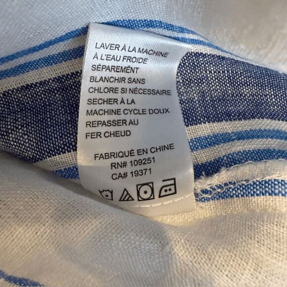 NEW! Birds of Paradis by Trovata Jodie Linen Tie Front Shirt Stripe Size Small - Picture 6 of 9